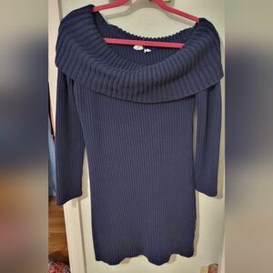 Somedays Lovin Deep Blue Off-Shoulder Sweater Dress